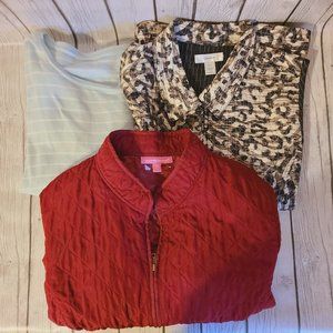 Womens Lot of 3 Zip Up Vests and Long Sleeve Shirt CJ Banks Woman Within Sz 2XL